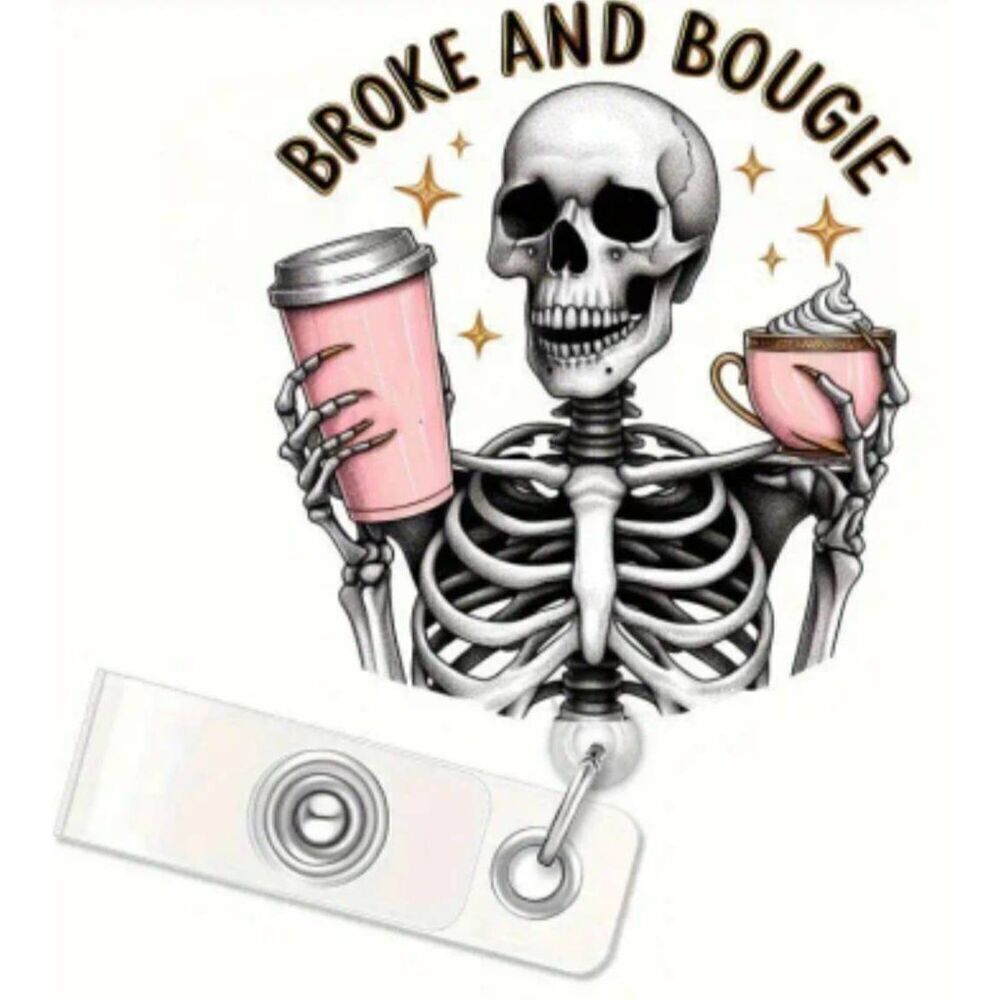 Broke and Bougie Badge Retractable Lanyard Reel